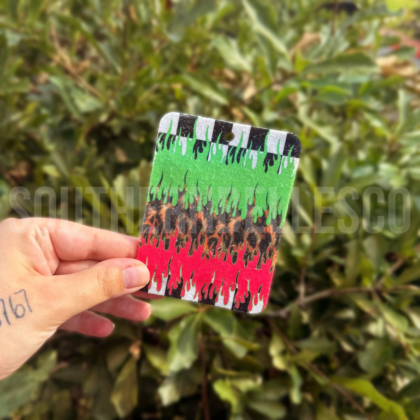 Drippy Checkered/Leopard Felt Freshie