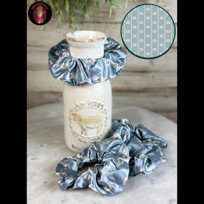 Dusty Blue Aztec Scrunchie