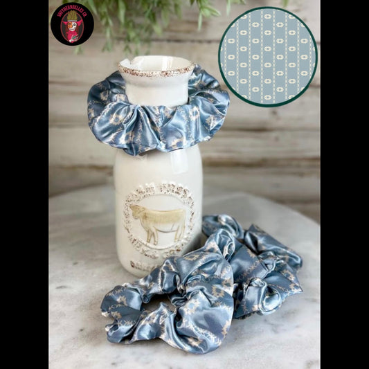 Dusty Blue Aztec Scrunchie