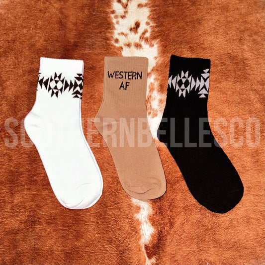 Western AF Aztec Crew Socks